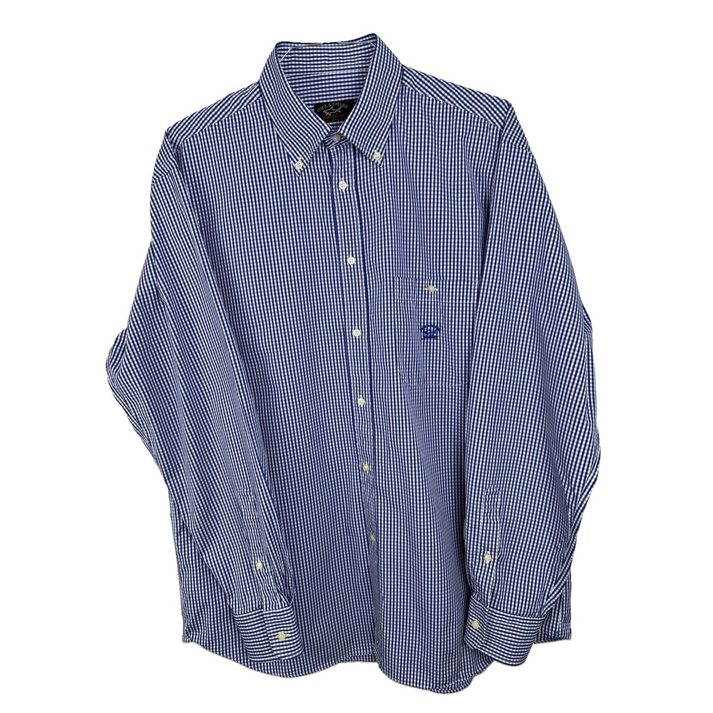 Paul & Shark Yachting ShirtMen's Sz 44 XL Gingham Check Long Sleeve Button Down